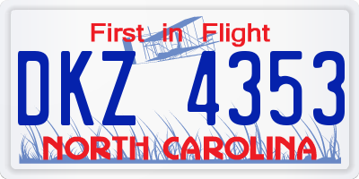 NC license plate DKZ4353