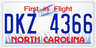 NC license plate DKZ4366