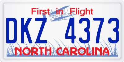 NC license plate DKZ4373