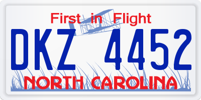NC license plate DKZ4452