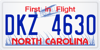 NC license plate DKZ4630