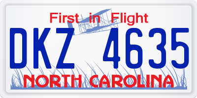 NC license plate DKZ4635