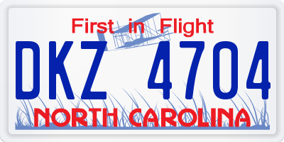 NC license plate DKZ4704