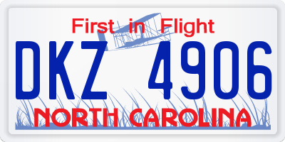 NC license plate DKZ4906
