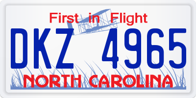 NC license plate DKZ4965