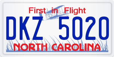 NC license plate DKZ5020