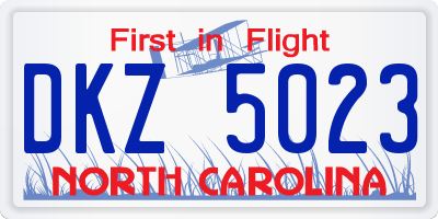 NC license plate DKZ5023