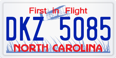 NC license plate DKZ5085