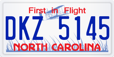 NC license plate DKZ5145