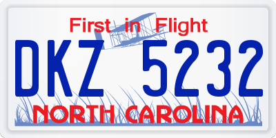NC license plate DKZ5232