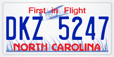 NC license plate DKZ5247