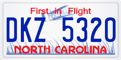 NC license plate DKZ5320