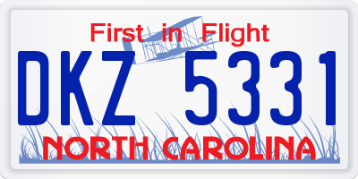 NC license plate DKZ5331