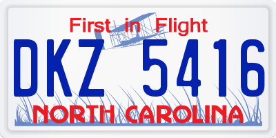 NC license plate DKZ5416
