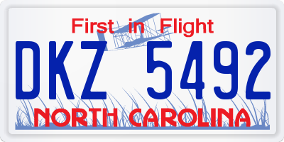 NC license plate DKZ5492