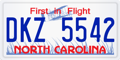NC license plate DKZ5542