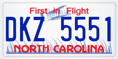 NC license plate DKZ5551