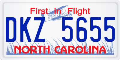 NC license plate DKZ5655