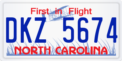 NC license plate DKZ5674