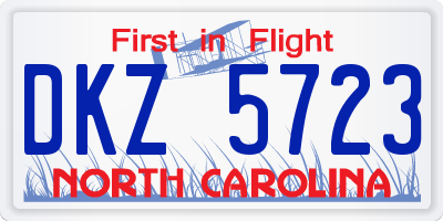 NC license plate DKZ5723