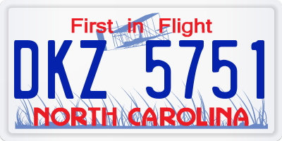 NC license plate DKZ5751