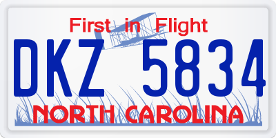 NC license plate DKZ5834