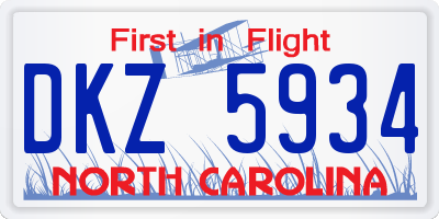 NC license plate DKZ5934