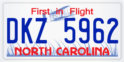 NC license plate DKZ5962