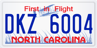 NC license plate DKZ6004
