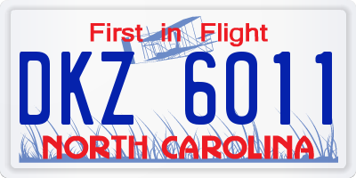 NC license plate DKZ6011