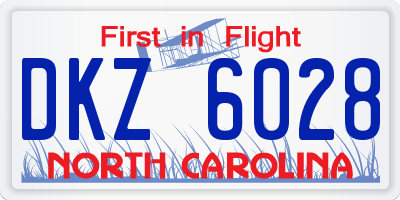 NC license plate DKZ6028