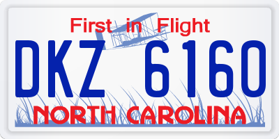 NC license plate DKZ6160