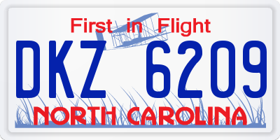NC license plate DKZ6209
