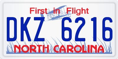 NC license plate DKZ6216