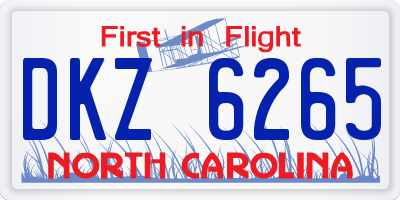 NC license plate DKZ6265