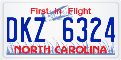 NC license plate DKZ6324