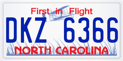 NC license plate DKZ6366
