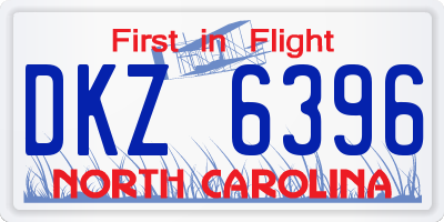 NC license plate DKZ6396