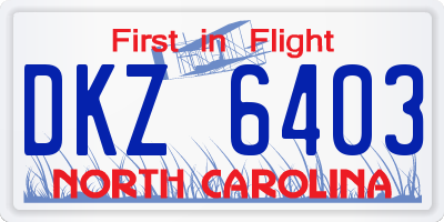 NC license plate DKZ6403