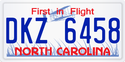 NC license plate DKZ6458