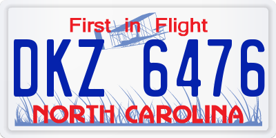 NC license plate DKZ6476