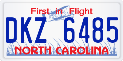 NC license plate DKZ6485