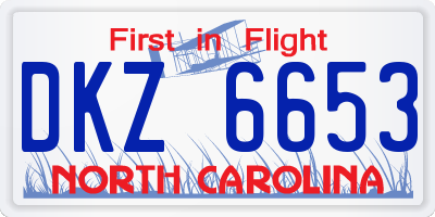 NC license plate DKZ6653