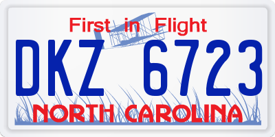 NC license plate DKZ6723