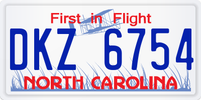 NC license plate DKZ6754