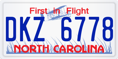 NC license plate DKZ6778