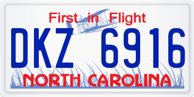 NC license plate DKZ6916