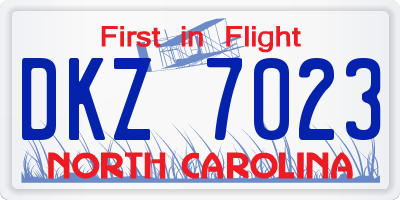 NC license plate DKZ7023