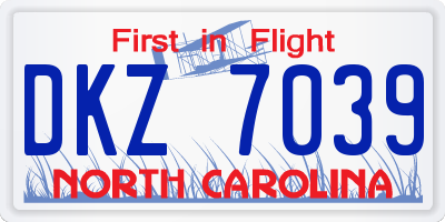 NC license plate DKZ7039
