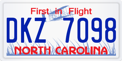 NC license plate DKZ7098
